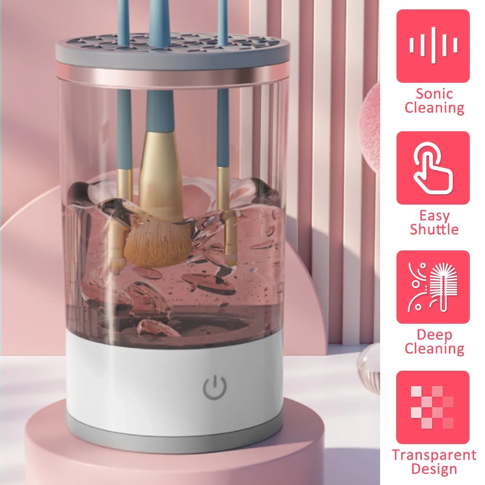 Automatic Multi Brush Cleaner – Dual Mode Cleaning & Drying for Makeup Brushes