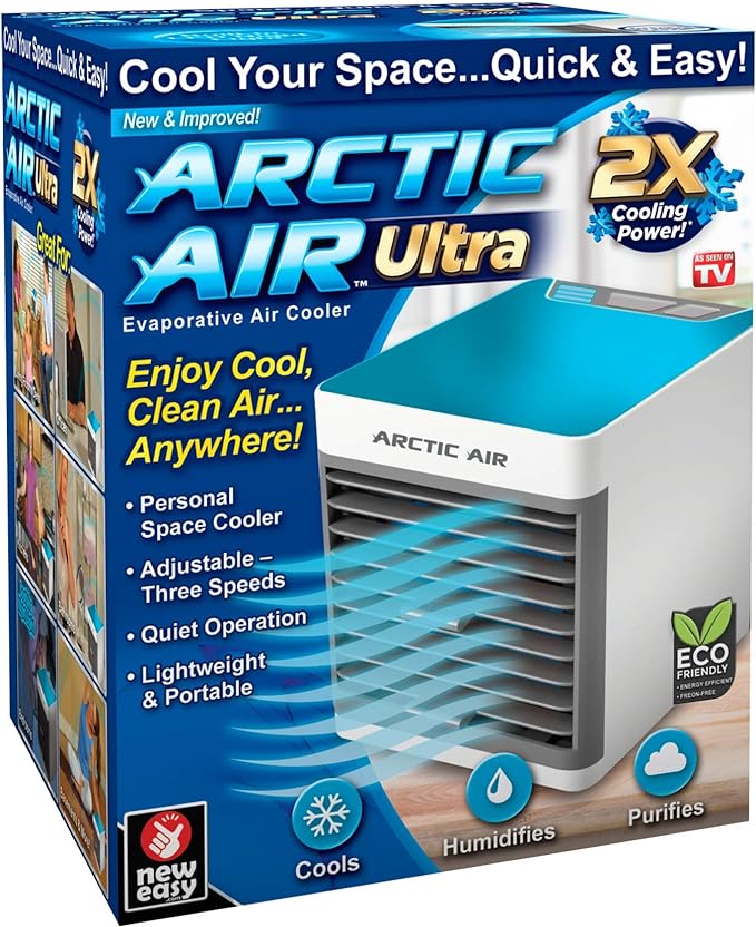 Arctic Air Ultra Portable Evaporative Air Cooler – 3-Speed, Humidifier & Purifier