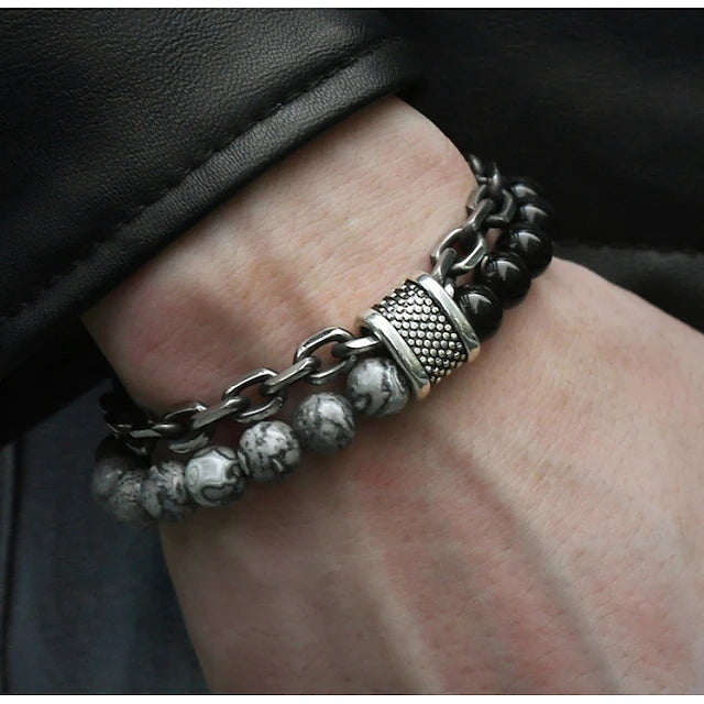Unisex Beaded Chain Bracelet – Stylish Accessory for Men & Women