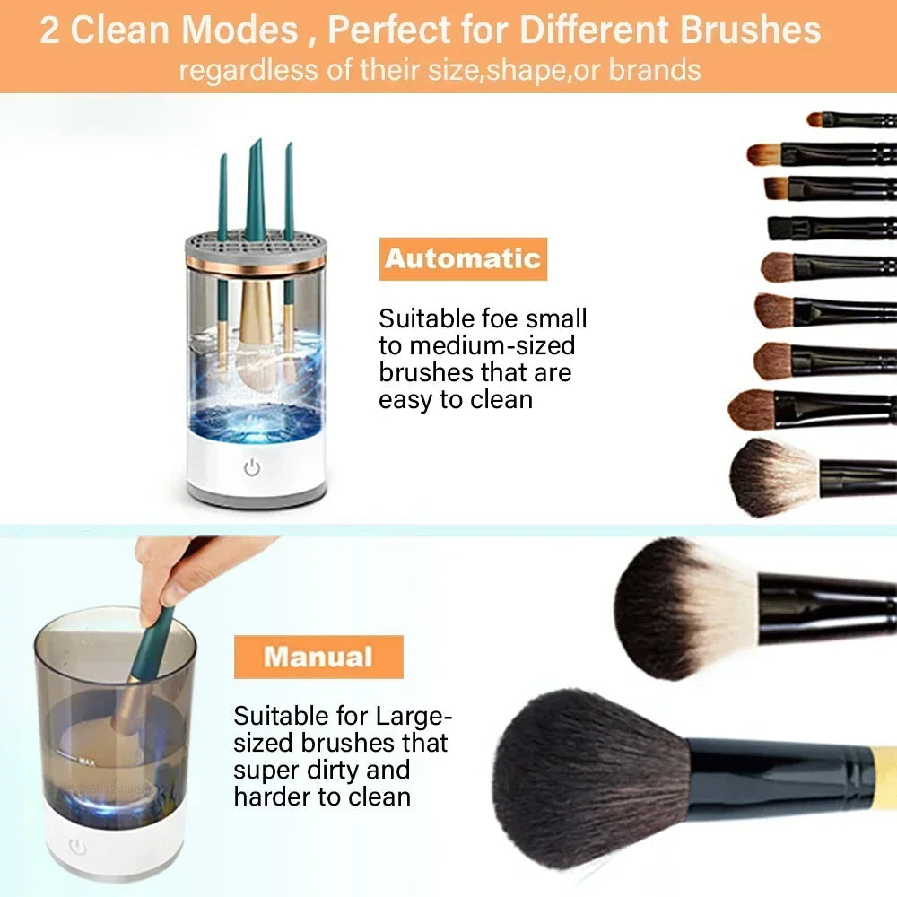 Automatic Multi Brush Cleaner – Dual Mode Cleaning & Drying for Makeup Brushes