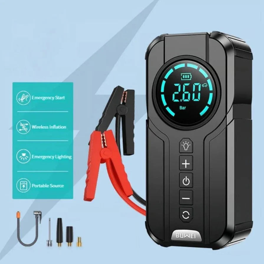 BUVAYE Portable Jump Starter & Air Pump – Multi-Function Car Emergency Tool in KSA