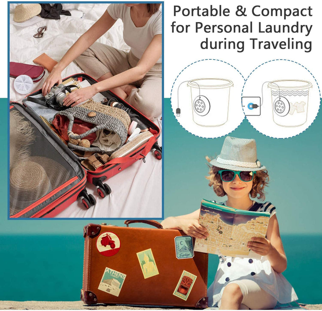 2-in-1 Mini Portable Ultrasonic Washing Machine – Compact Cleaner for Clothes, Jewelry & More